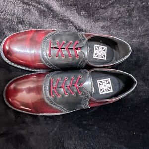 TUK burgundy and black saddle creepers US 10 UK 9